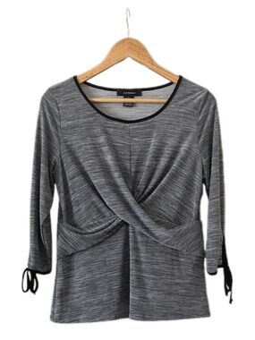 Liz McCoy Gray Twist-Front 3/4 Sleeve Top with Bows - S